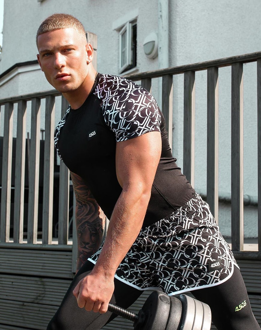 A picture of a model wearing a T-shirt and shorts co-ord set by ASOS 4505. Available at ASOS | ASOS Style Feed