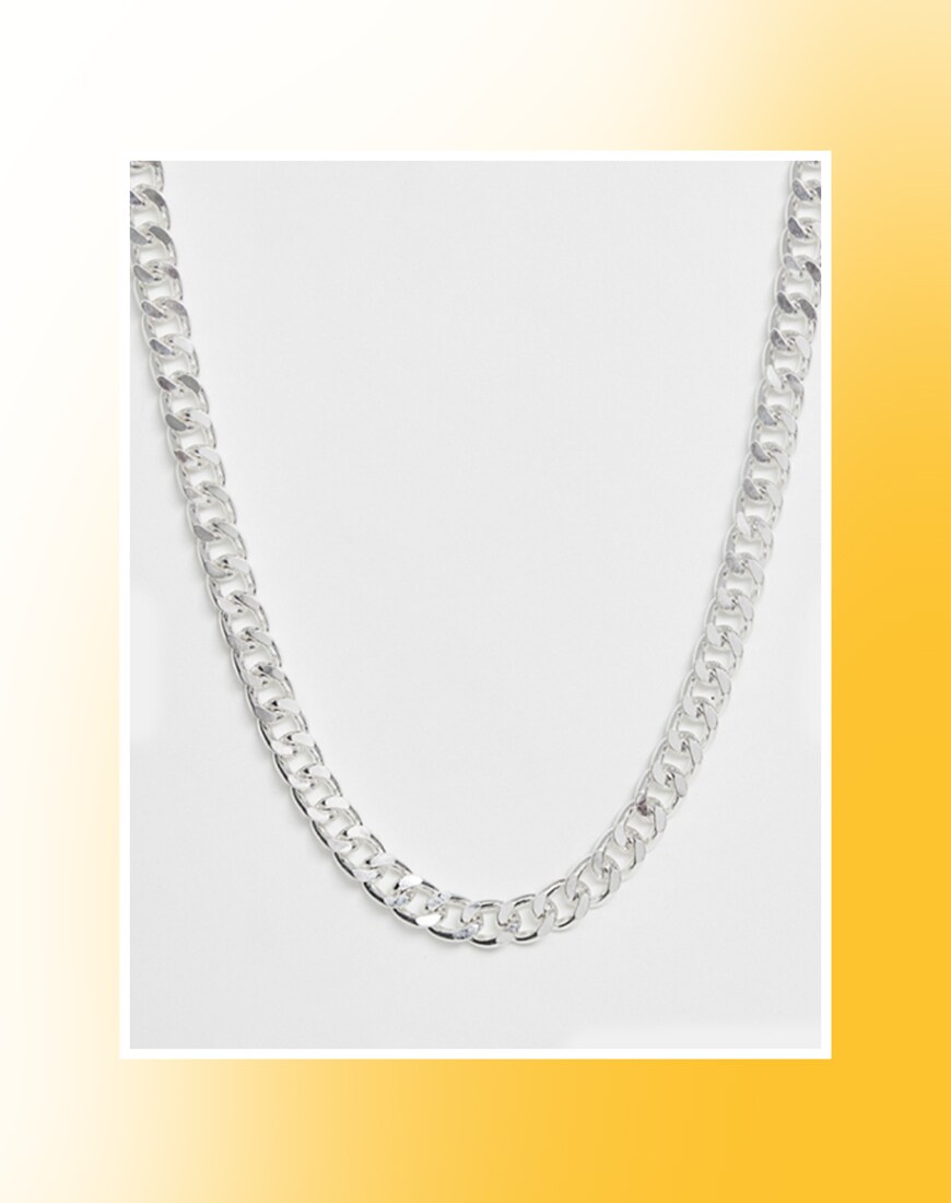  A picture of a silver-tone chain necklace. Available at ASOS | ASOS Style Feed