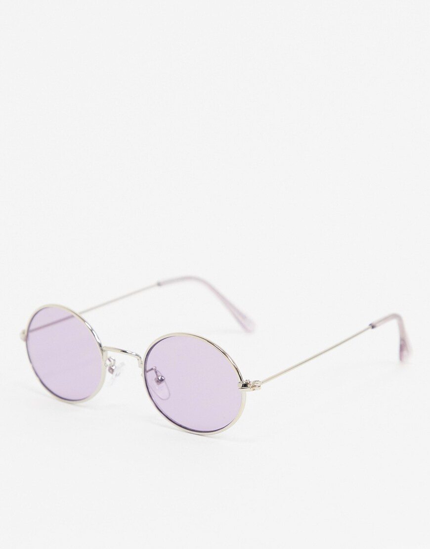 A picture of a pair of round sunglasses with pastel purple lenses by ASOS DESIGN | ASOS Style Feed