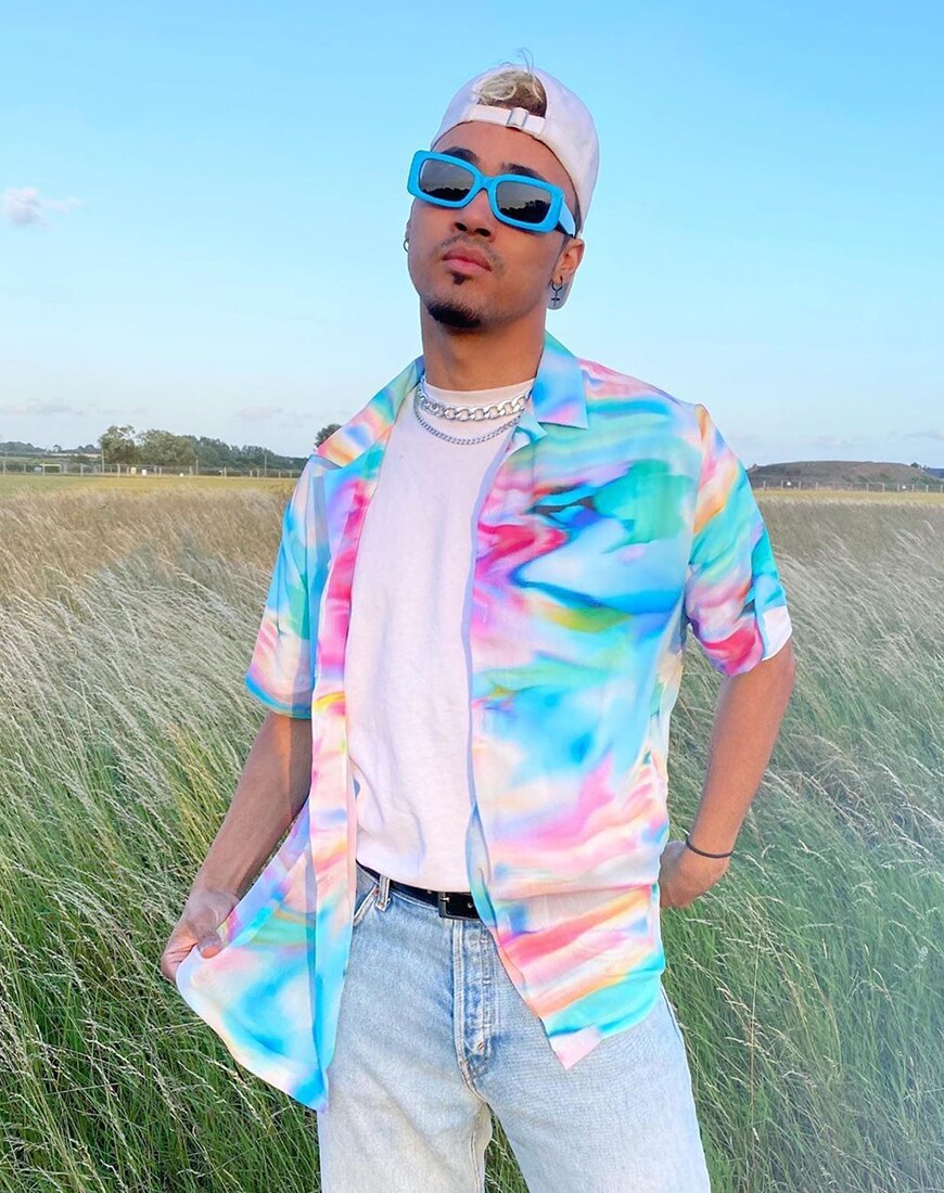 A picture of a man wearing a tie-dye shirt. Available at ASOS | ASOS Style Feed