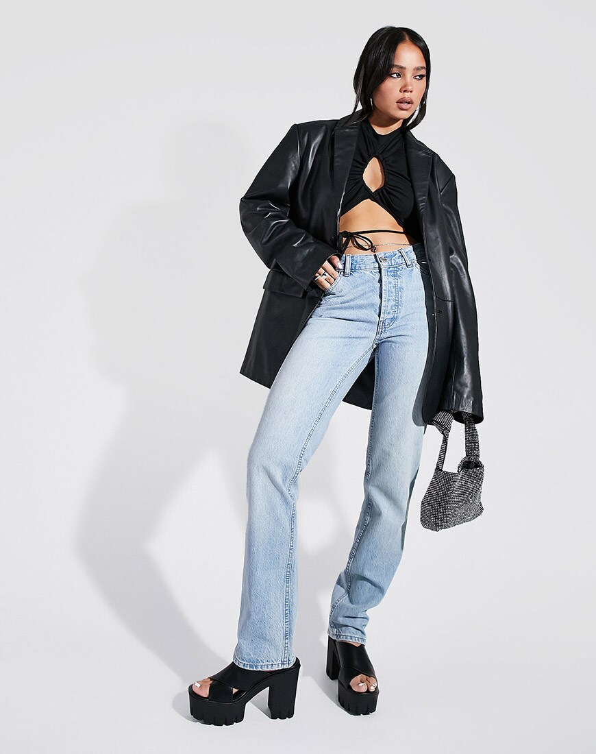 ASOS DESIGN organic cotton blend mid rise '90's' straight leg jeans in light wash | ASOS Style Feed
