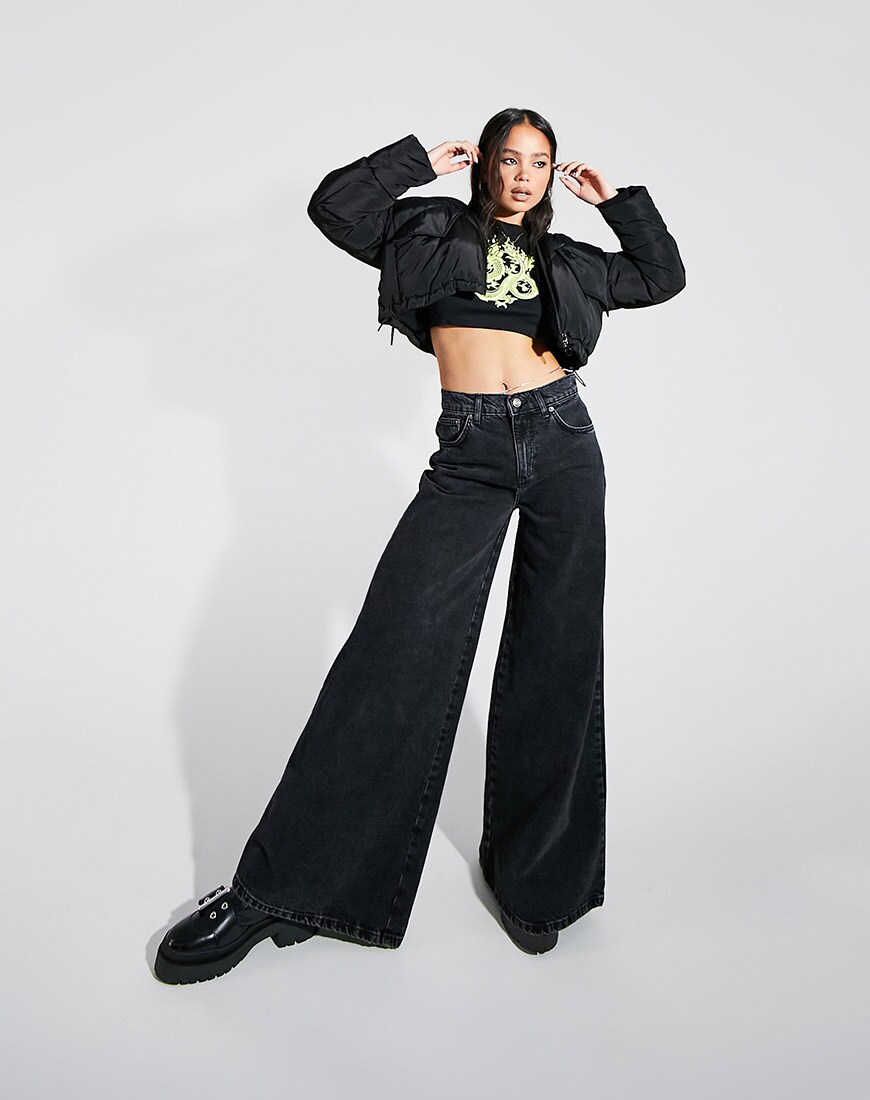 ASOS DESIGN mid rise 'roomy' skater jean in black | ASOS Style Feed