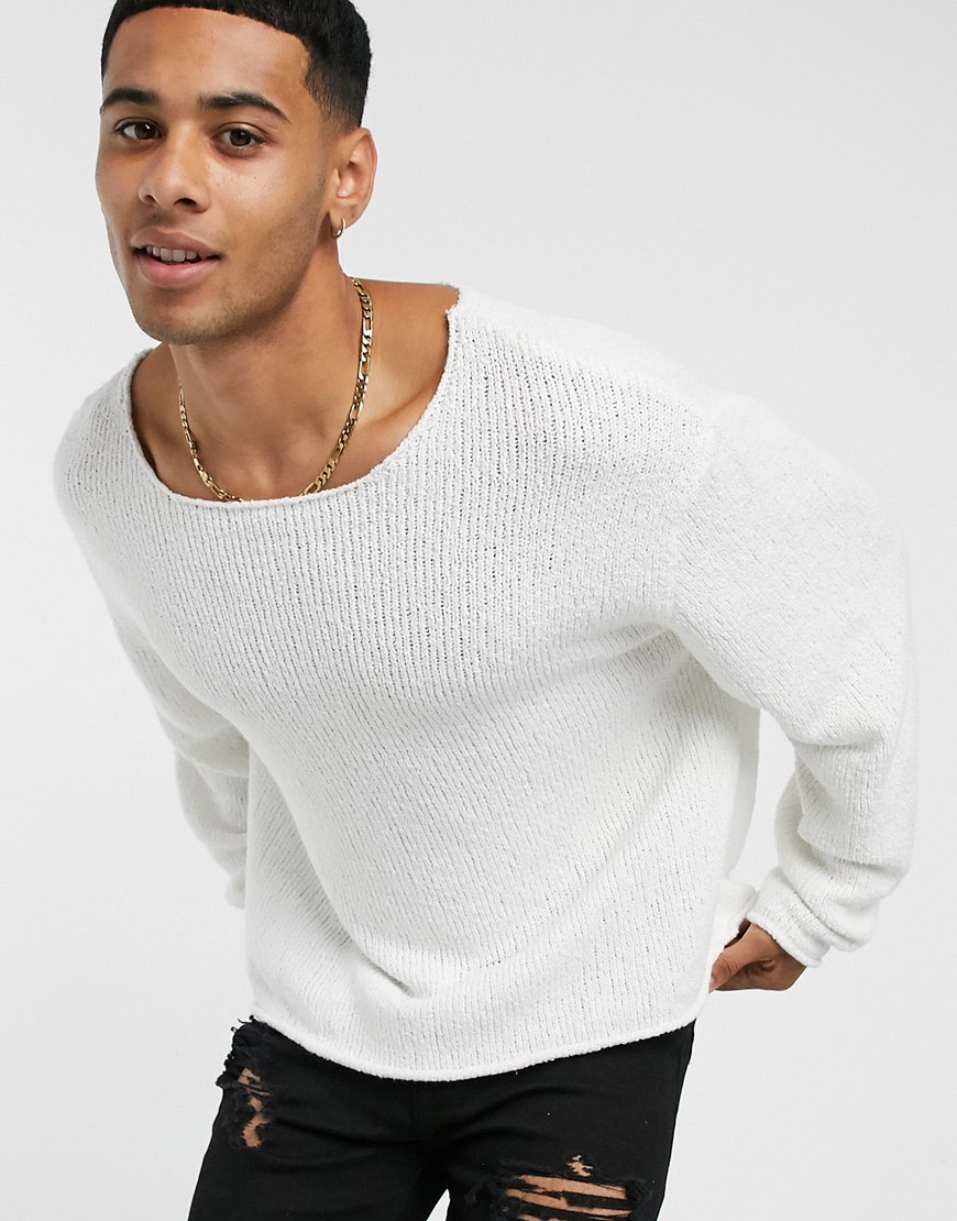 ASOS DESIGN oversized textured jumper in off white | ASOS Style Feed