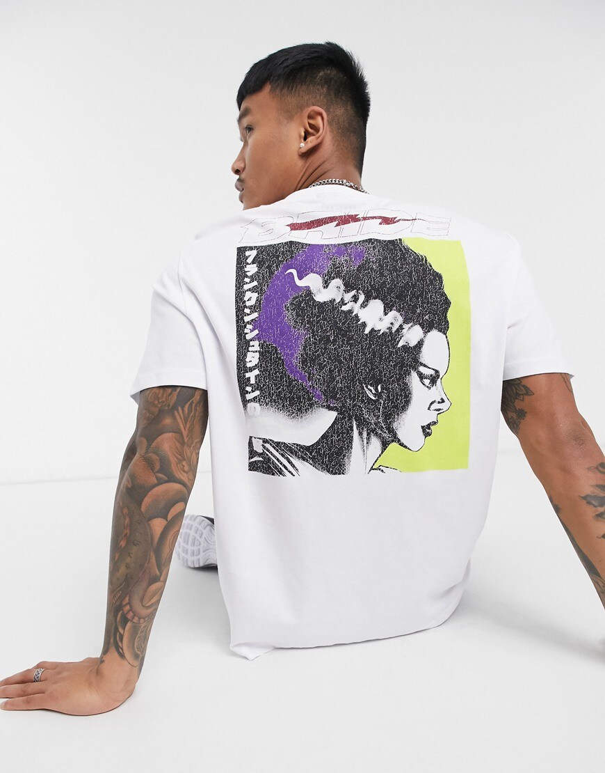 A picture of a model wearing a Frankenstein-print T-shirt. Available at ASOS | ASOS Style Feed