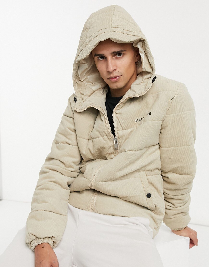An image of a man wearing a beige corduroy puffer jacket. Available at ASOS| ASOS Style Feed