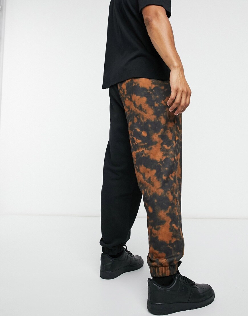 An image of a man wearing a pair of tie-dye sweatpants by COLLUSION | ASOS Style Feed