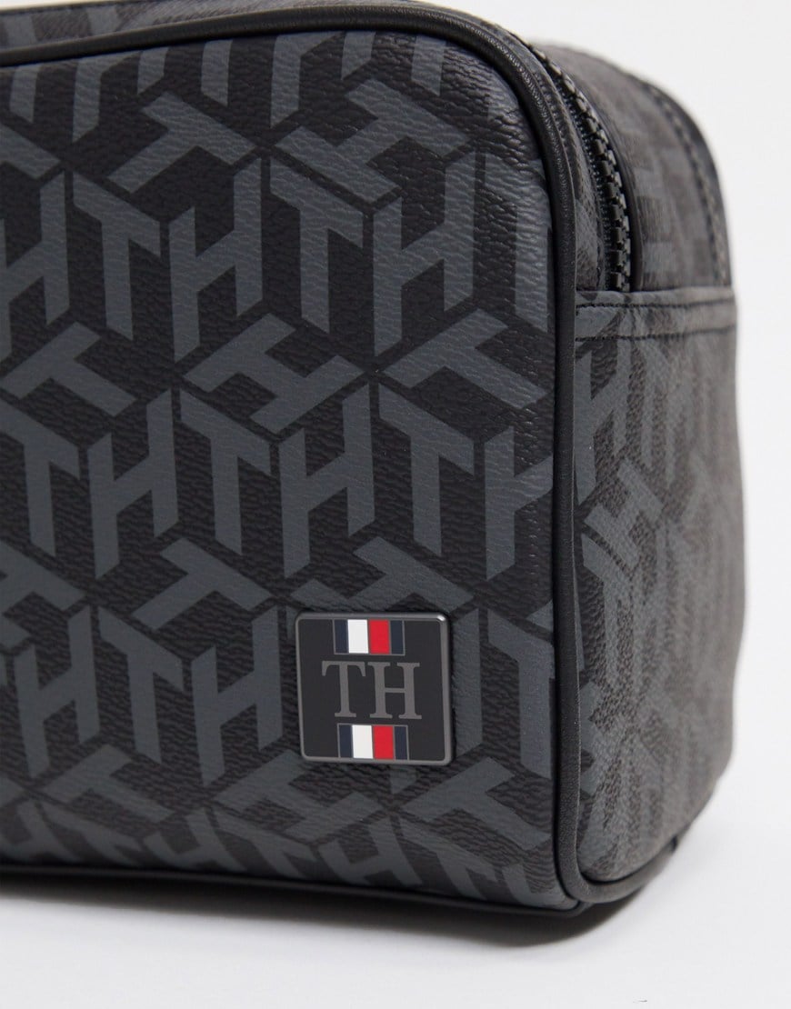 Tommy Hilfiger faux leather washbag in monogram print with logo | ASOS Style Feed