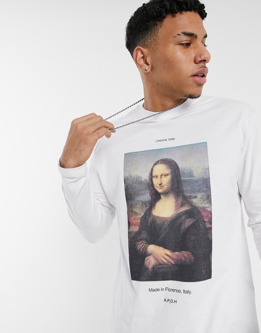 An image of a man wearing a printed long-sleeve T-shirt by ASOS Design| ASOS Style Feed