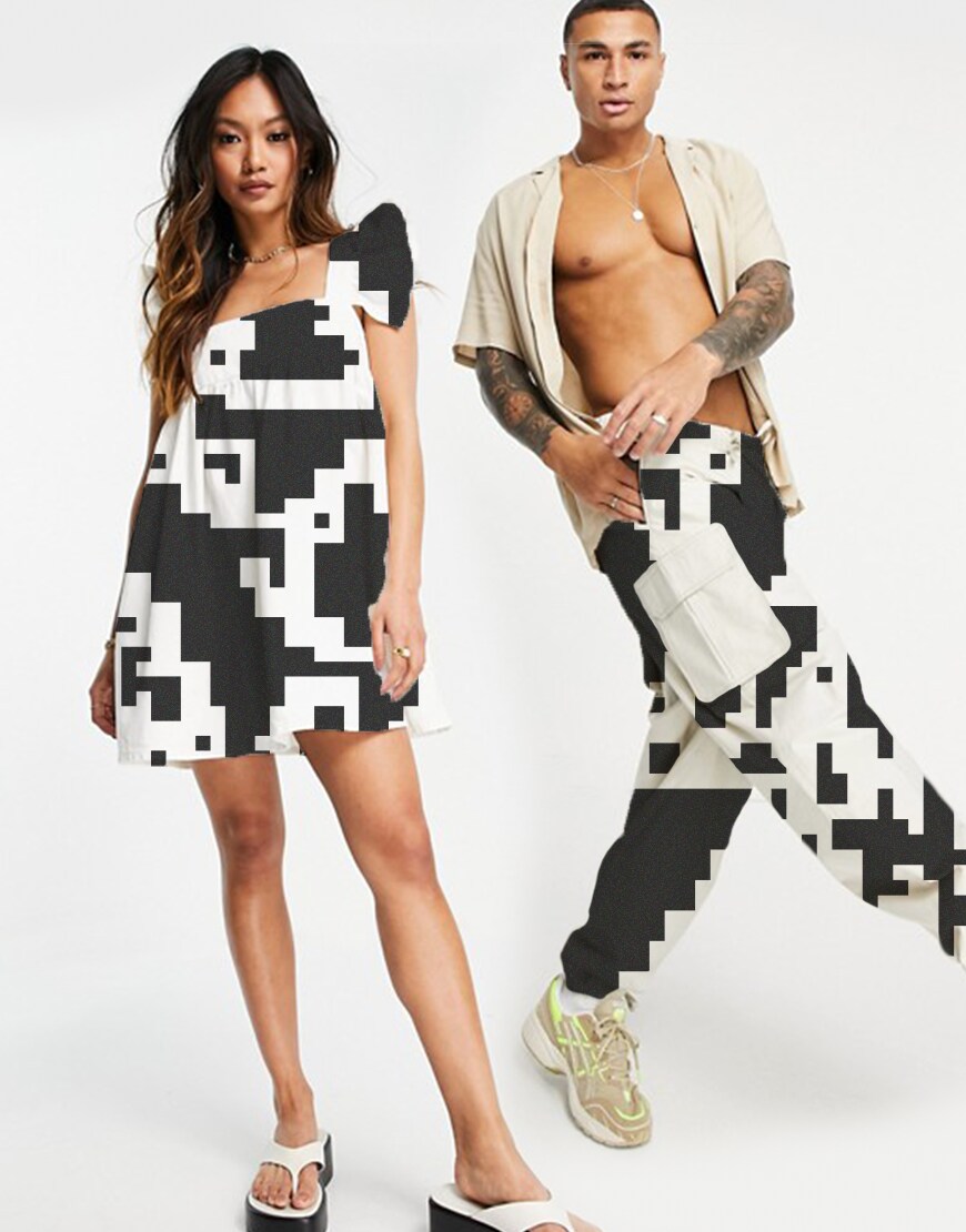 Two models wearing the ASOS DESIGN white noise print | ASOS Style Feed