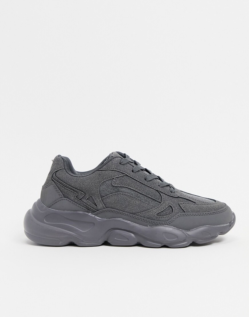 ASOS DESIGN sneakers in dark gray with chunky sole