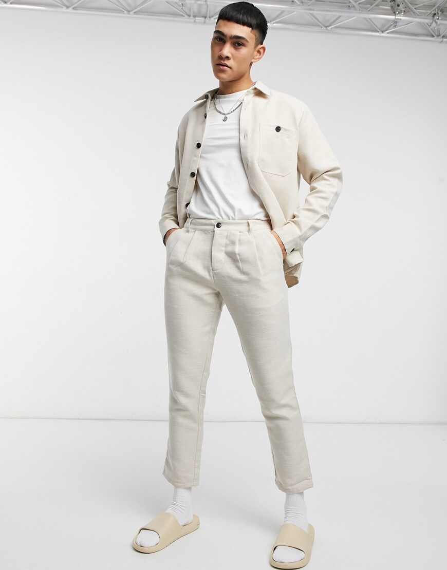 ASOS DESIGN oversized smart tracksuit in beige | ASOS Style Feed