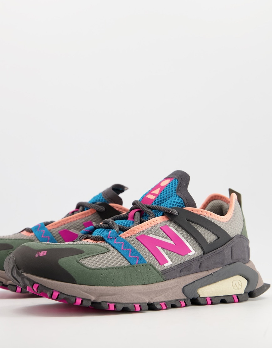 New Balance X-Racer sneakers in gray and pink | ASOS Style Feed