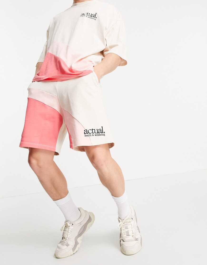 ASOS Actual shorts in pink with curved color block detail | ASOS Style Feed