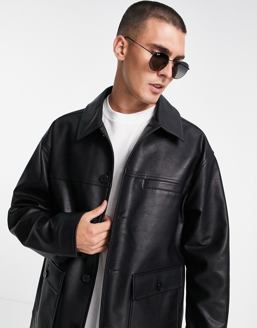 Topman Leather shacket. | ASOS Style Feed