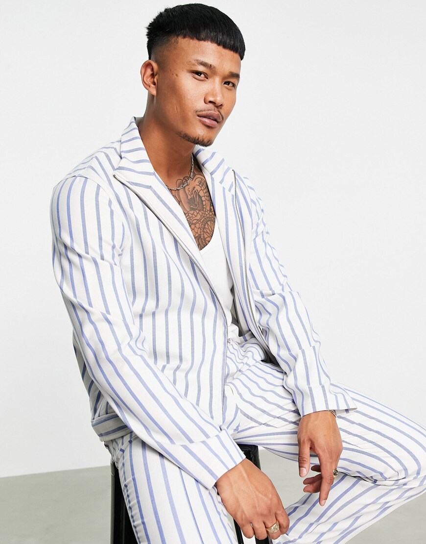 ASOS DESIGN smart co-ord in white and blue stripe | ASOS Style Feed