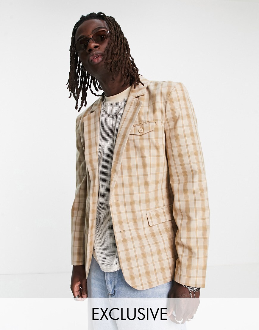 French Connection linen checked suit pants in gray | ASOS