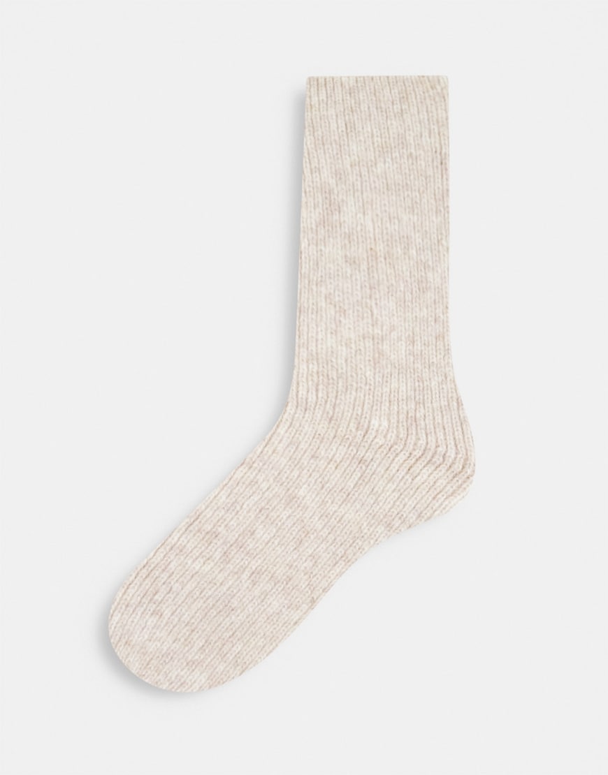 ASOS DESIGN calf length lounge socks in oatmeal marl | ASOS Style Feed
