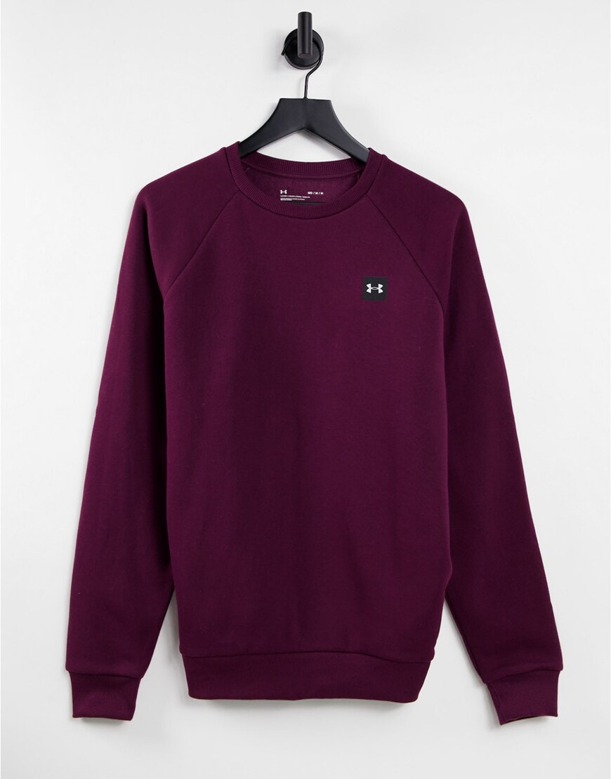 Under Armour Rival fleece crew neck sweat in maroon | ASOS Style Feed