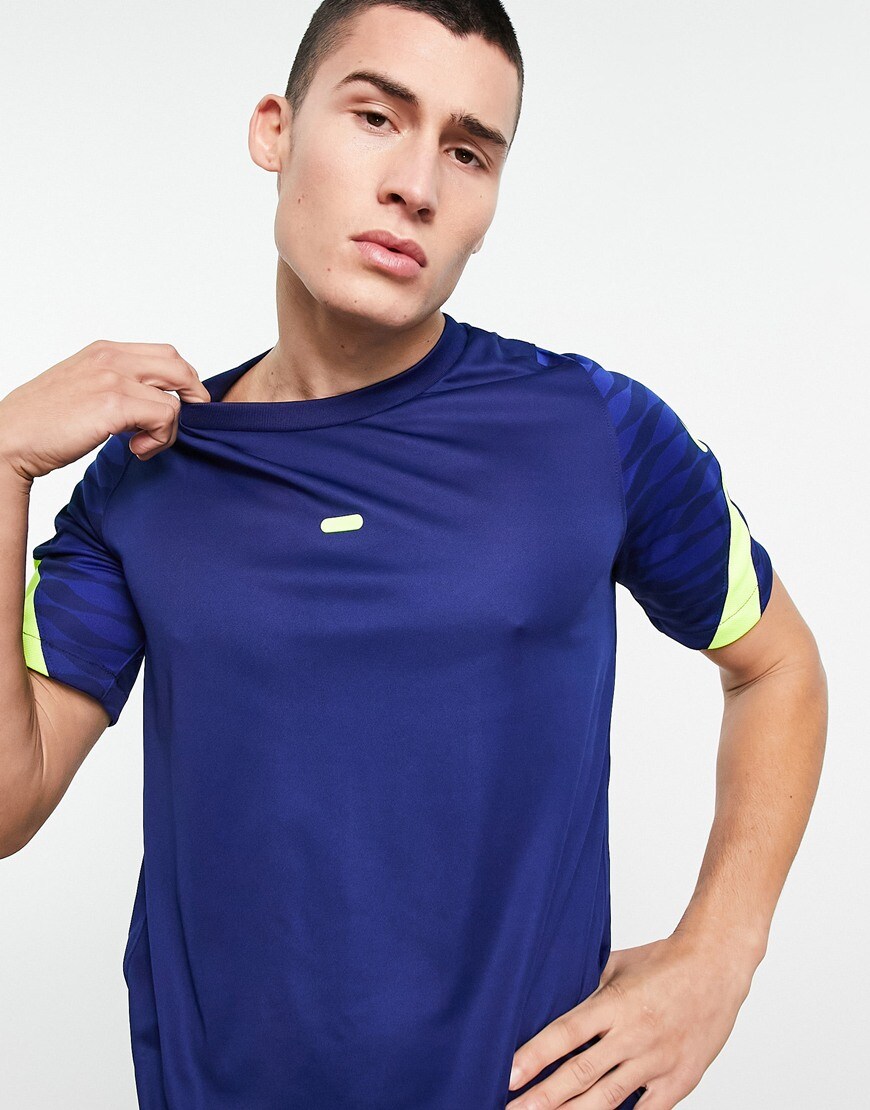 Nike Football Strike t-shirt in navy and volt | ASOS Style Feed
