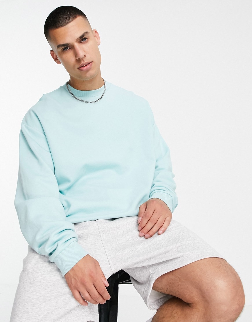 ASOS DESIGN oversized sweatshirt in pastel turquoise | ASOS Style Feed