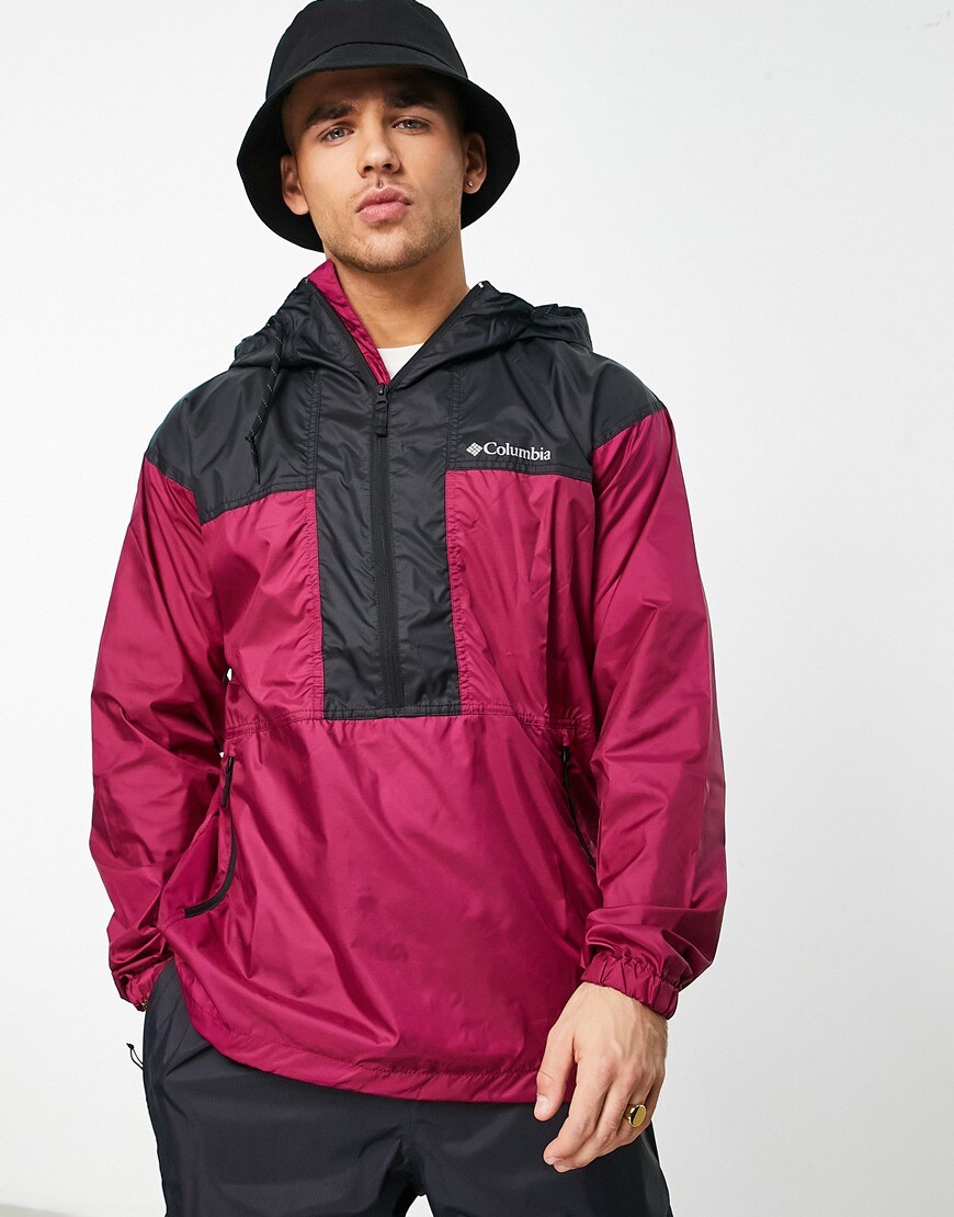 Columbia Flash Challenger anorak jacket in burgundy | ASOS Style Feed