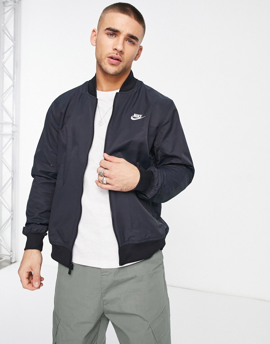 Nike woven unlined bomber jacket in black | ASOS Style Feed