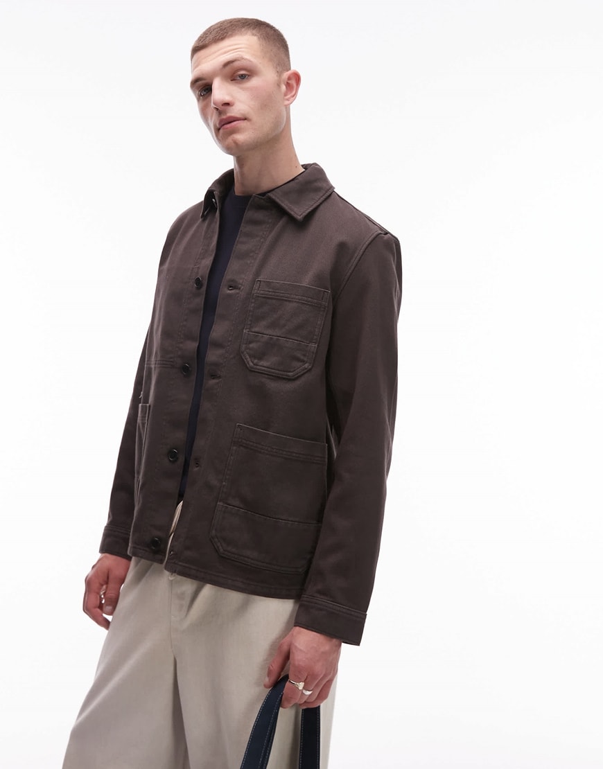 A model wearing a brown shacket | ASOS Style Feed