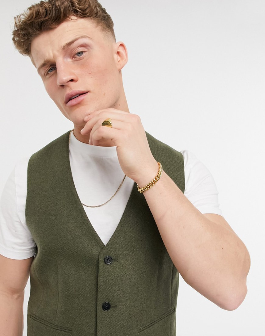A green wool waistcoat.