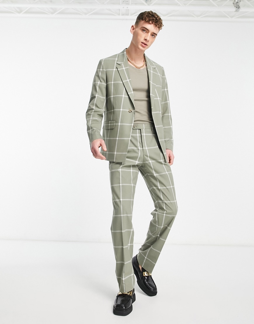 ASOS DESIGN wedding linen super skinny suit with tartan check in pink | ASOS Style Feed