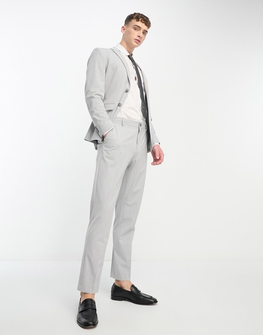 ASOS DESIGN wedding slim suit in micro texture ice grey | ASOS Style Feed