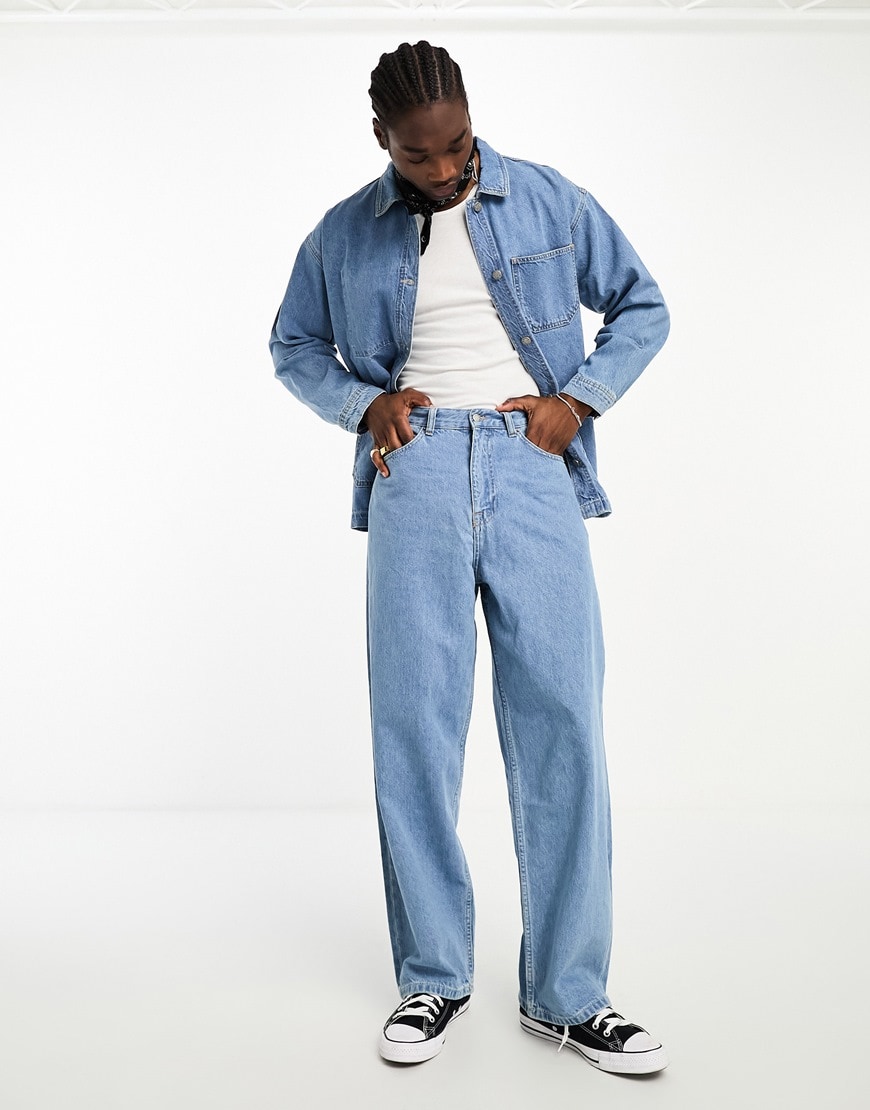 model in a denim co-ord