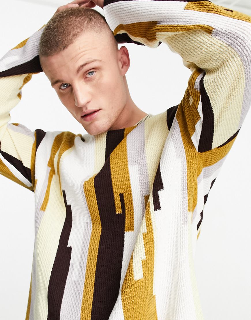 ASOS DESIGN oversized sweater in netural textured stripe