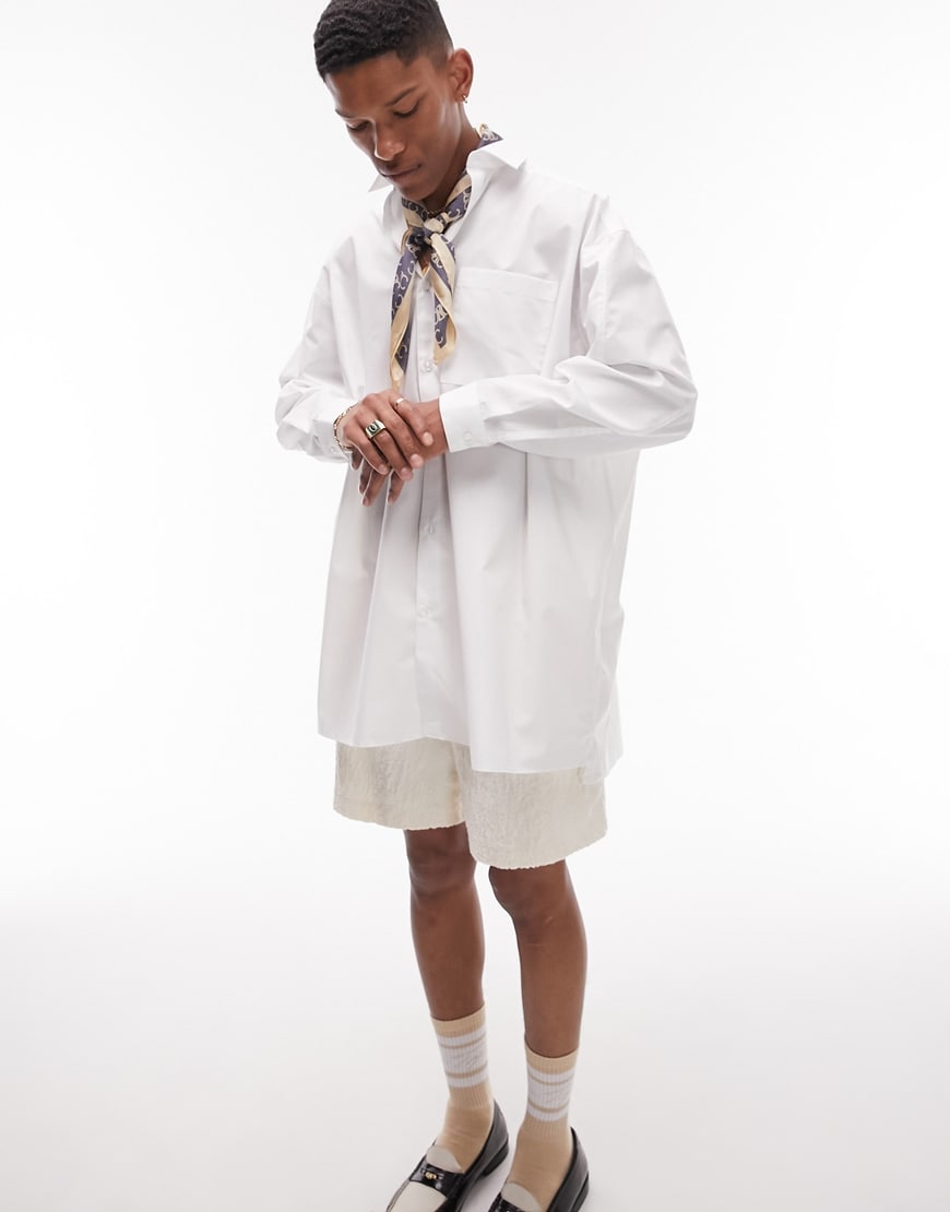 Topman long sleeve extreme oversized formal shirt in white