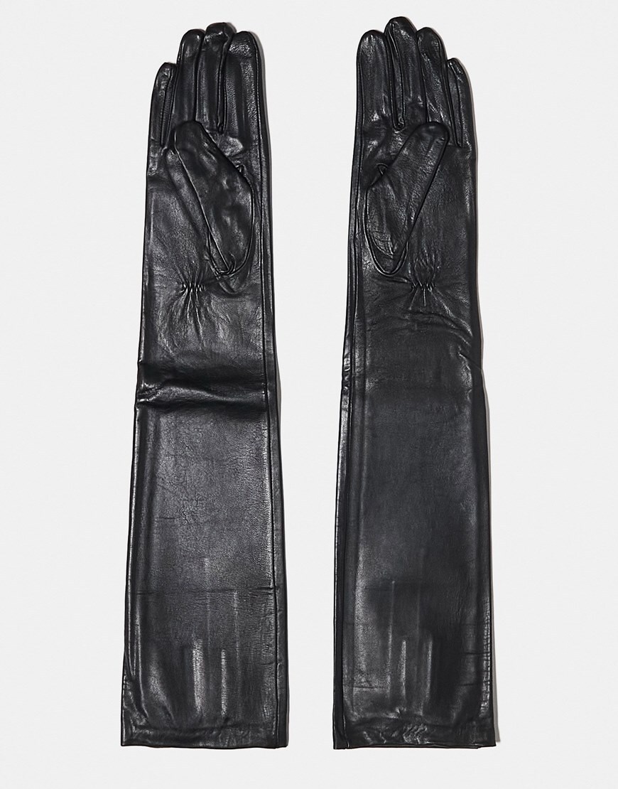 Mango Capsule real leather gloves in black | ASOS Style Feed