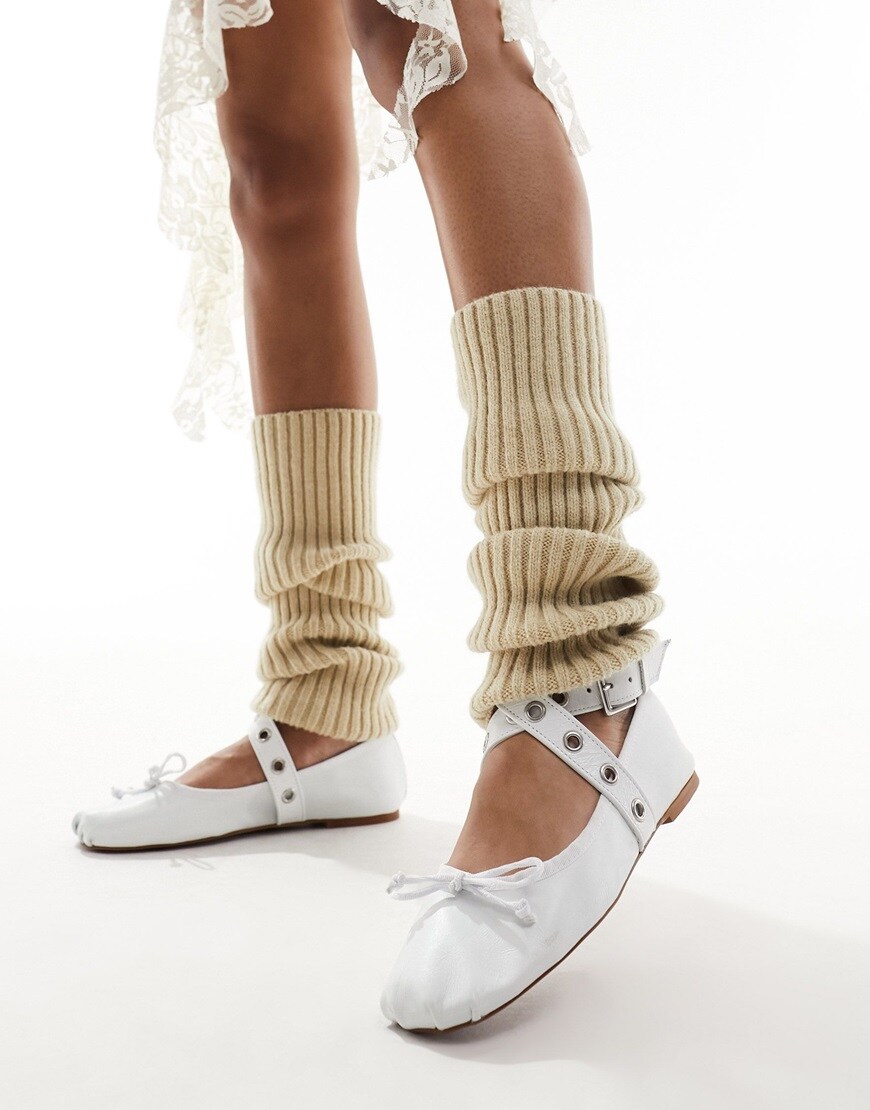 My Accessories London knitted leg warmers in beige | ASOS Style Feed