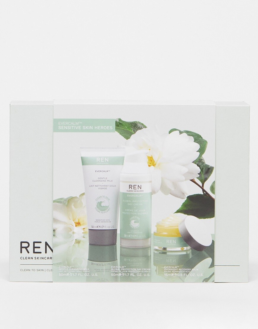 Ren Clean Skincare Evercalm Sensitive Skin, milk cleanser, day cream and night cream | ASOS Style Feed
