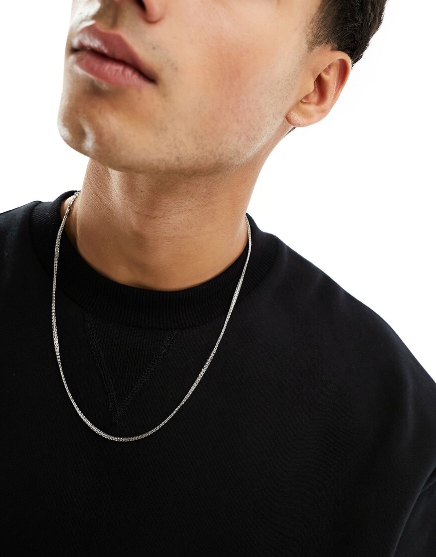 ASOS DESIGN waterproof stainless steel neck chain in silver tone