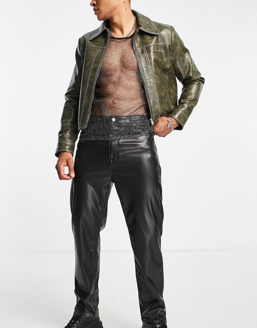 Man wearing leather-look jeans | ASOS Style Feed