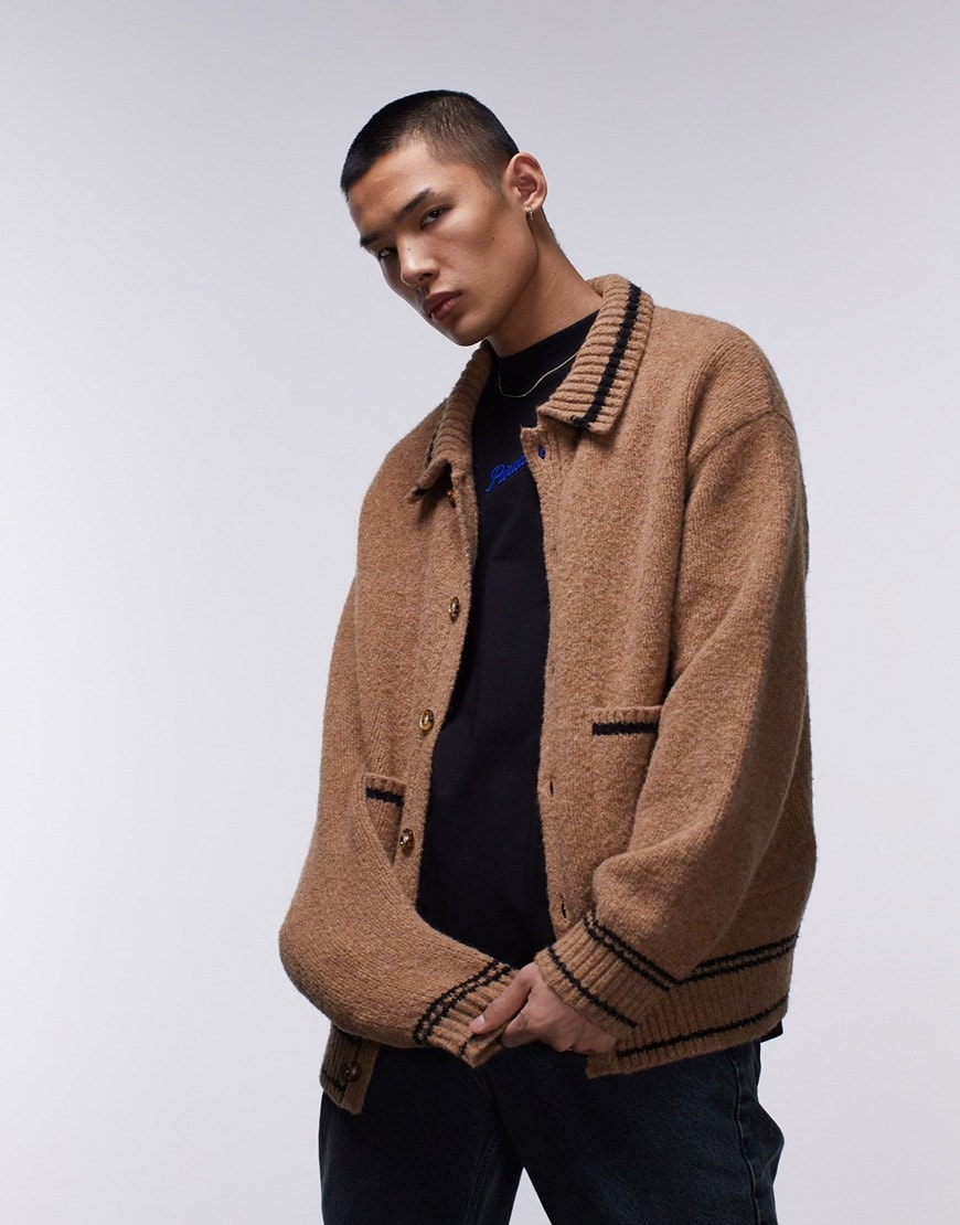 Brown knitted cardigan | ASOS Style Feed