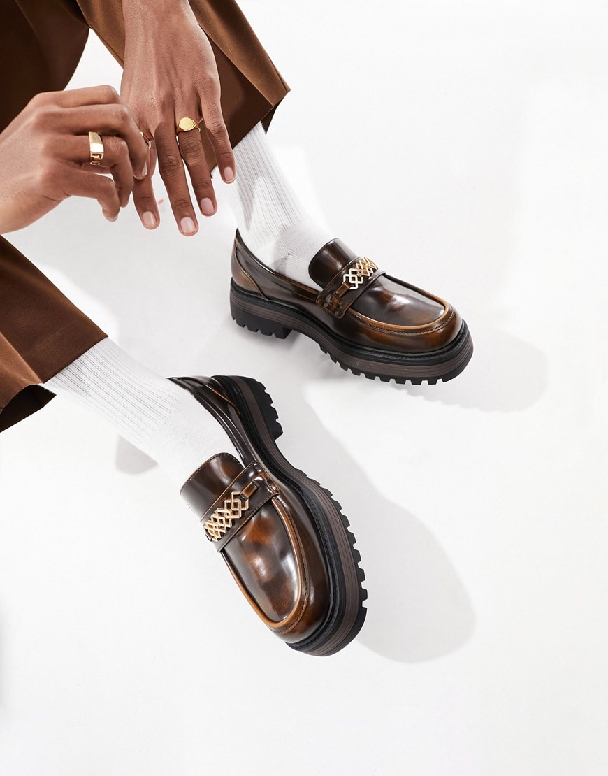 ASOS DESIGN chunky brown loafers | ASOS Style Feed