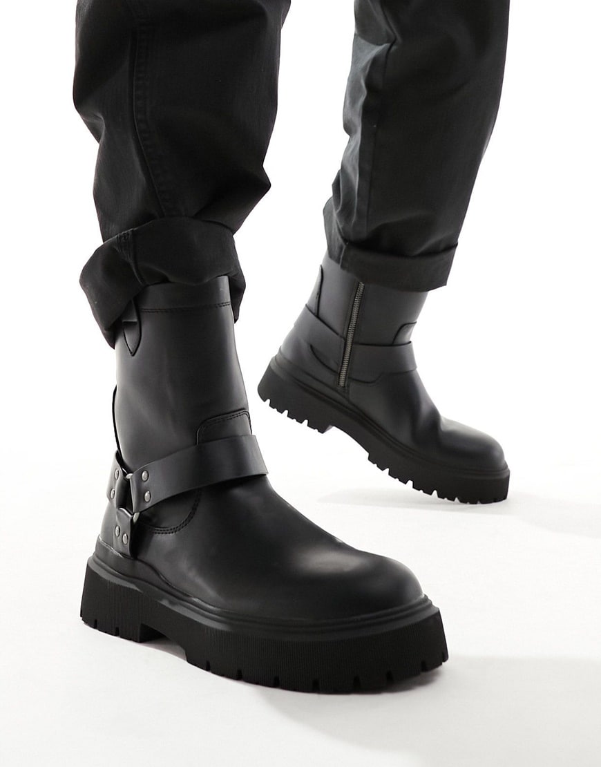 Black biker boots by Bershka | ASOS Style Feed