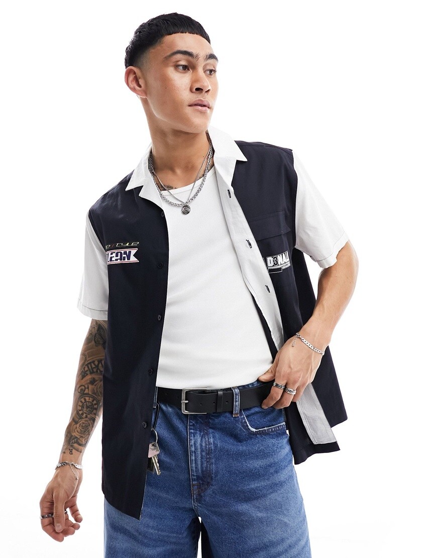 ASOS DESIGN relaxed revere shirt in cotton poplin motocross print | ASOS Style Feed