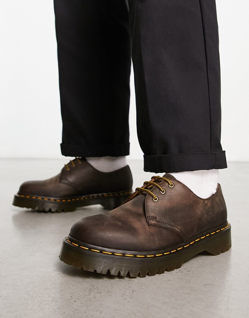 Dr Martens 1461 Bex 3 eye shoes in dark brown leather | ASOS Style Feed
