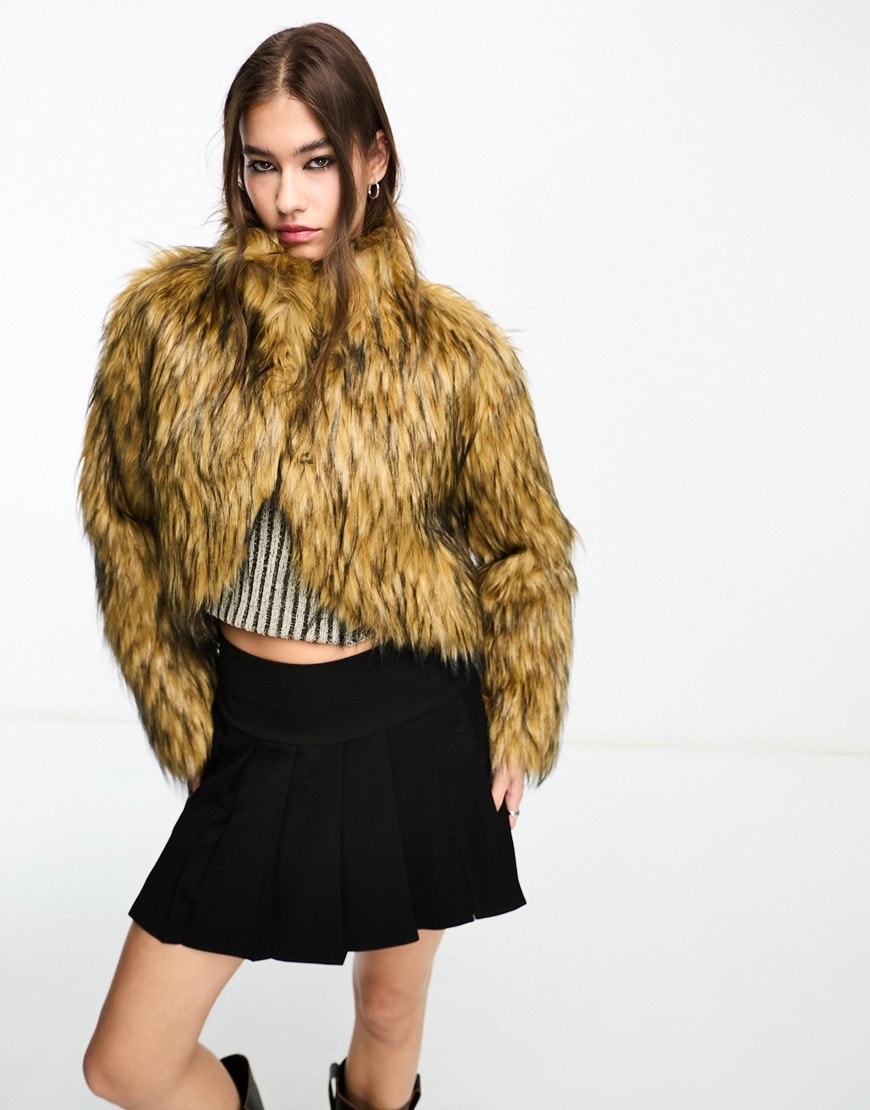 Cropped faux-fur jacket