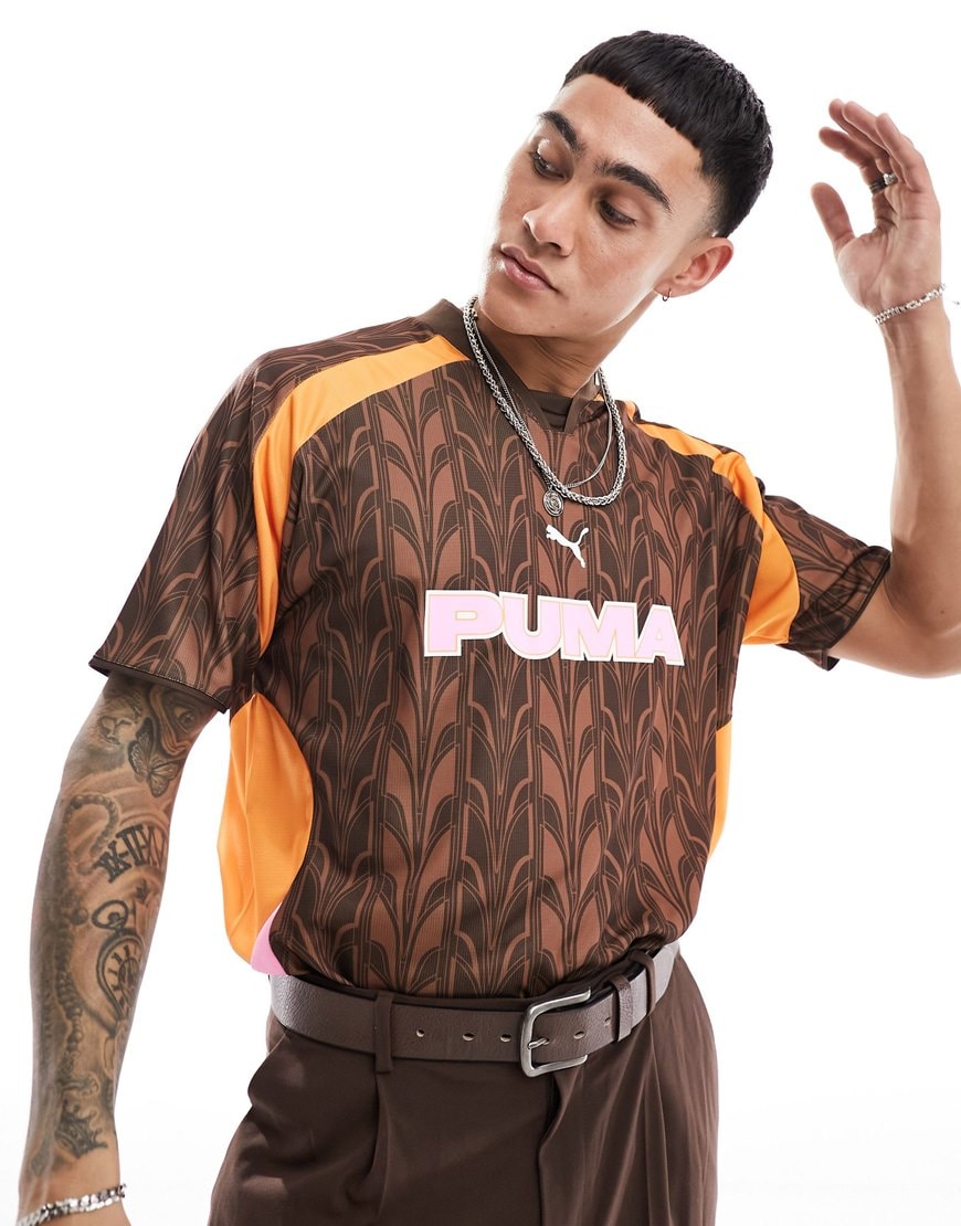 Brown/pink puma retro football jersey