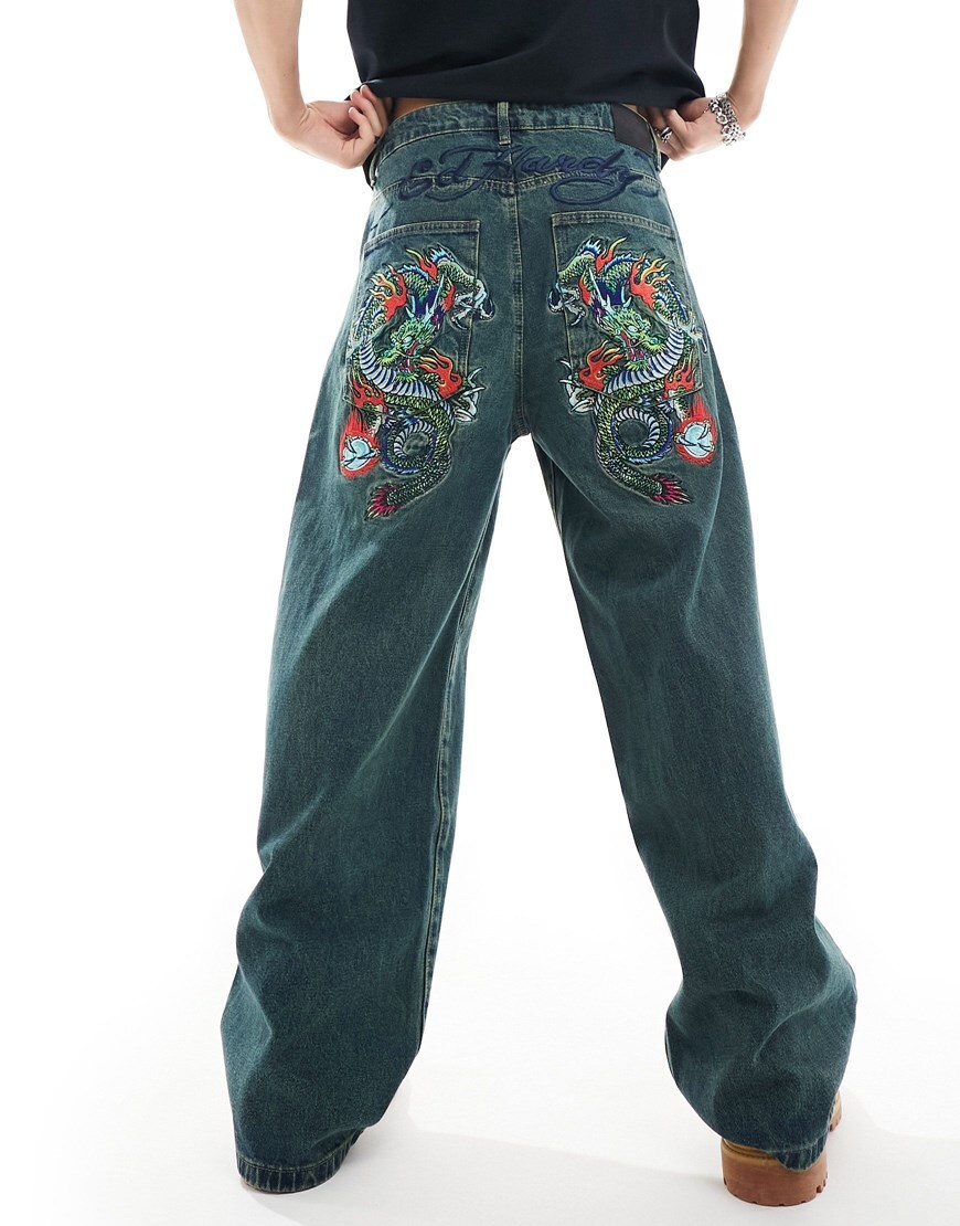 Mid wash Ed Hardy mens jeans