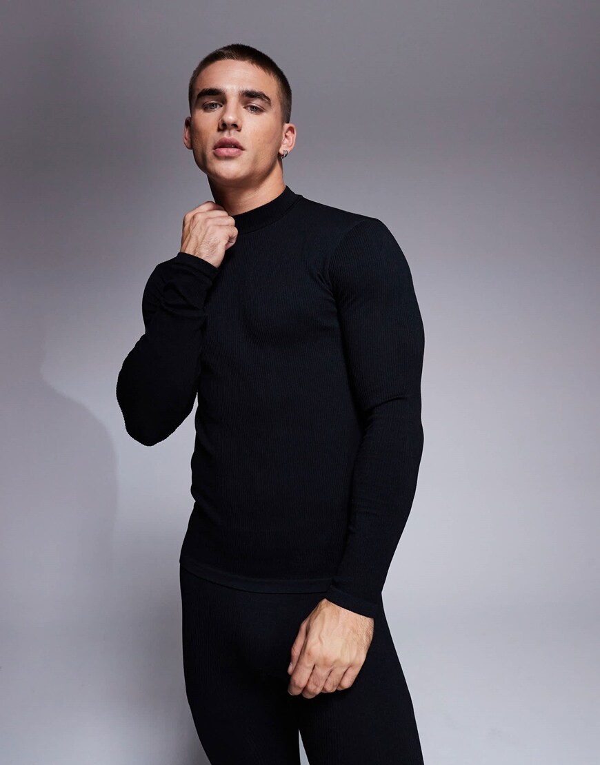 Model wearing black base layer top | ASOS Style Feed