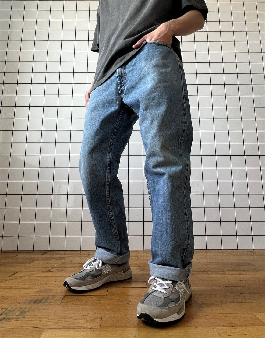 Man wears Vintage LEVIS Jacket Trucker Jean Distressed Denim 90s Blue | ASOS Style Feed