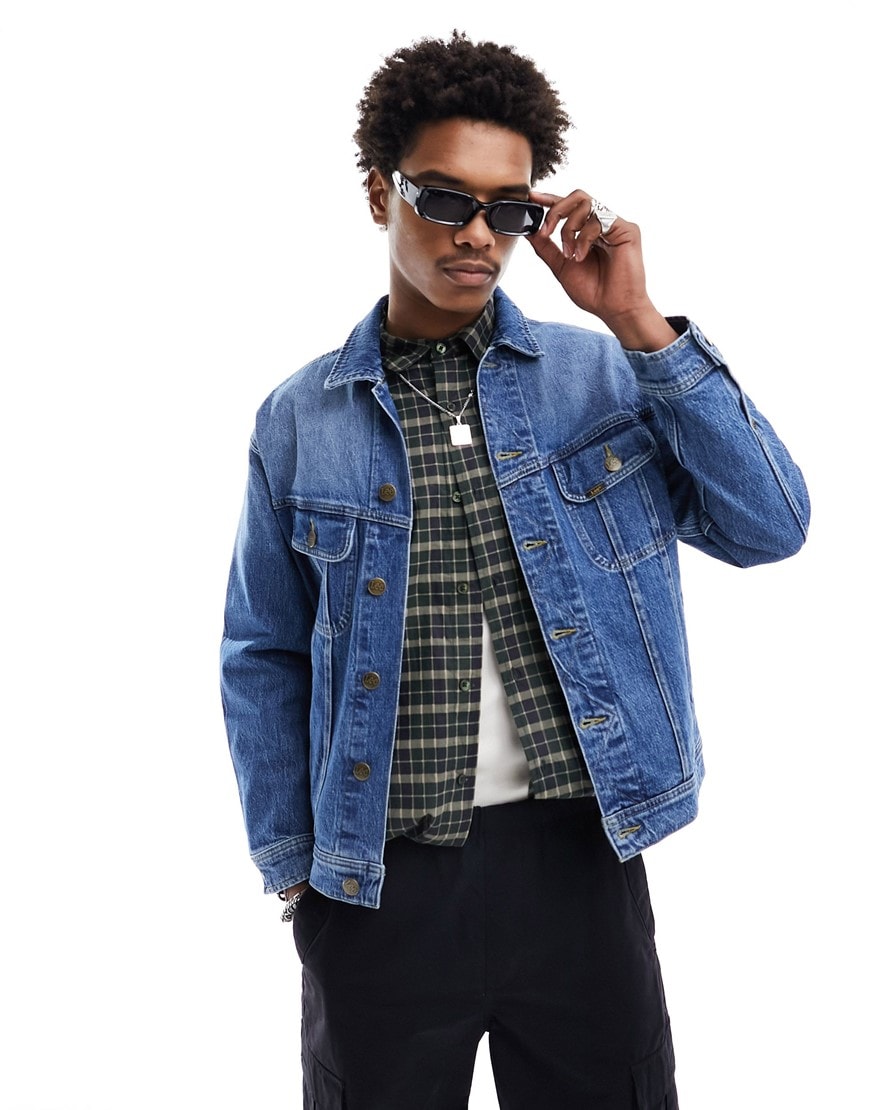 Lee relaxed fit denim rider jacket in mid wash | ASOS Style Feed