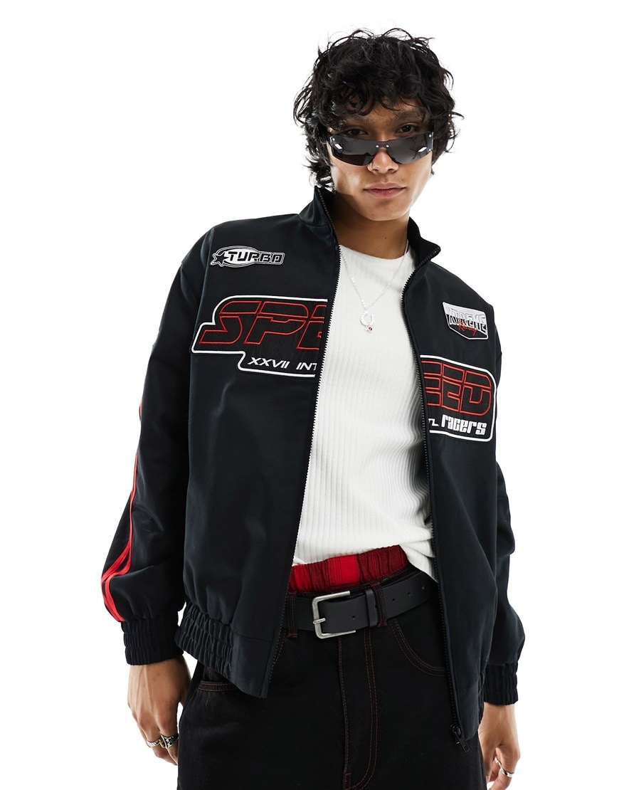 ASOS DESIGN oversized motocross bomber jacket in black | ASOS Style Feed